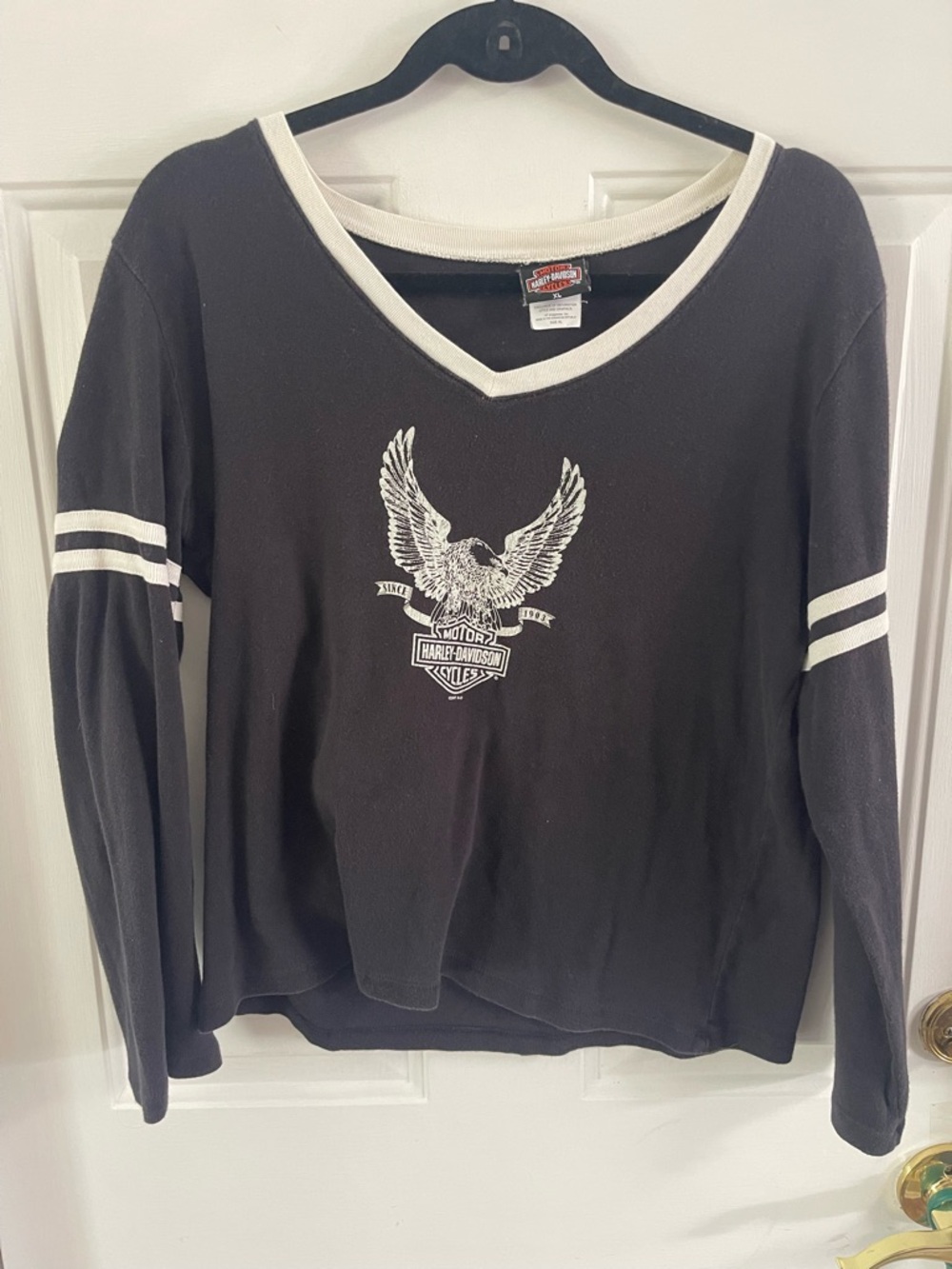 Harley-Davidson Black Shirt with White Trim and Orange Logo  XL